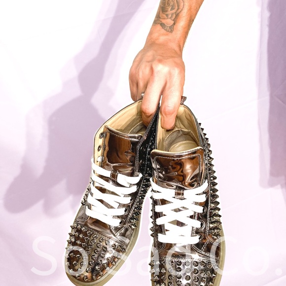 Christian Louboutin Women’s Spike Grey Sneakers - Picture 4 of 4